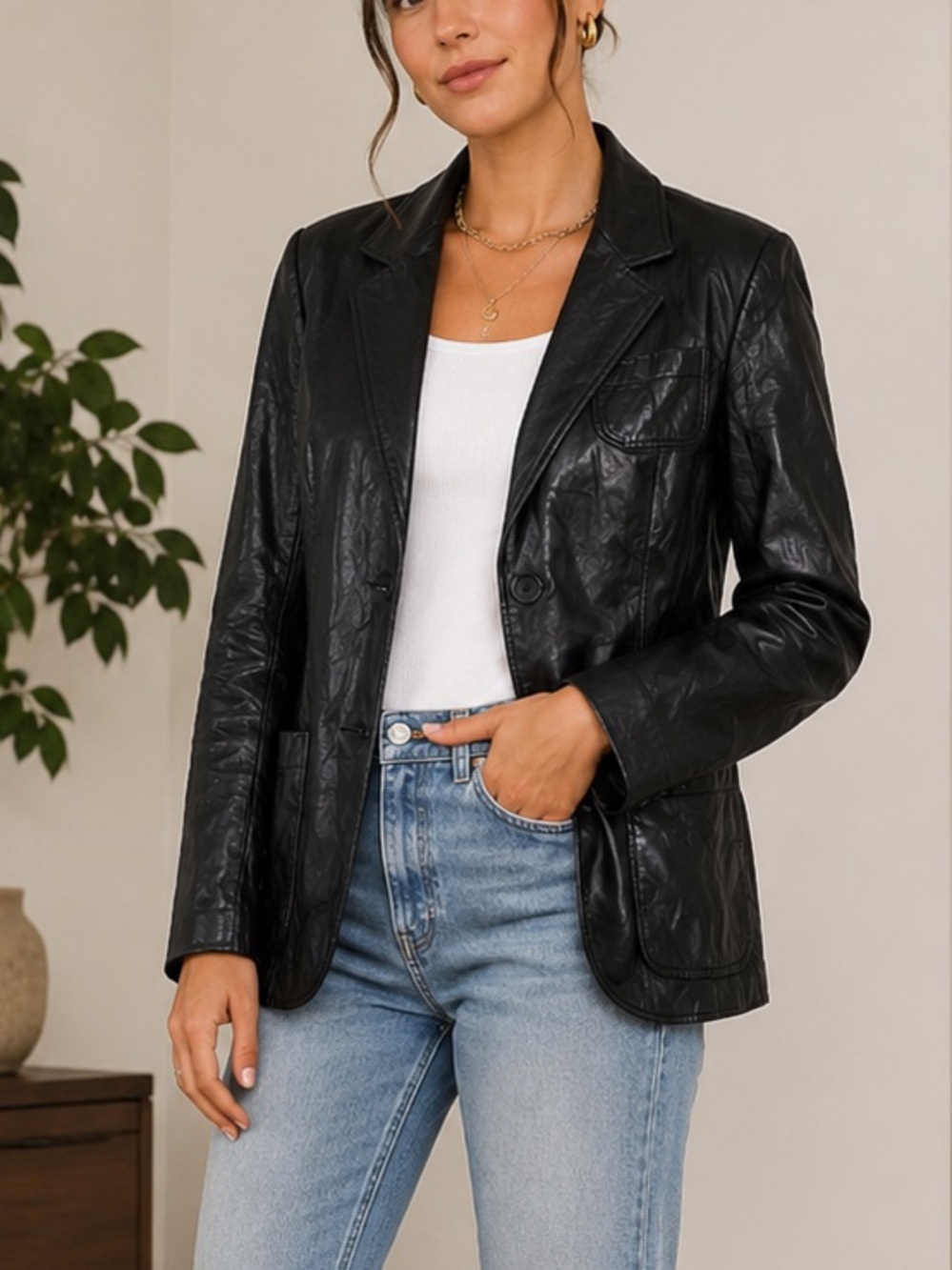SMYTHE Lambskin Leather Blazer Jacket size small